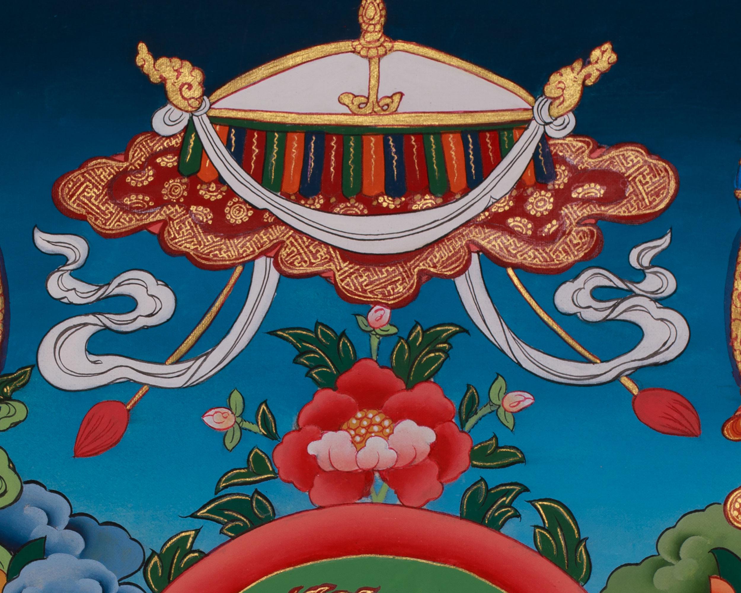 チベット五文殊菩薩タンカ｜仏教の智慧の神々の絵画｜手作りのヒマラヤ