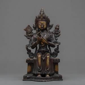 Maitreya Buddha Statue | Vintage Bodhisattva Spiritual Buddhist Statue | Tibetan Handmade Himalayan Artwork | Zen Buddhism | Antique Craft