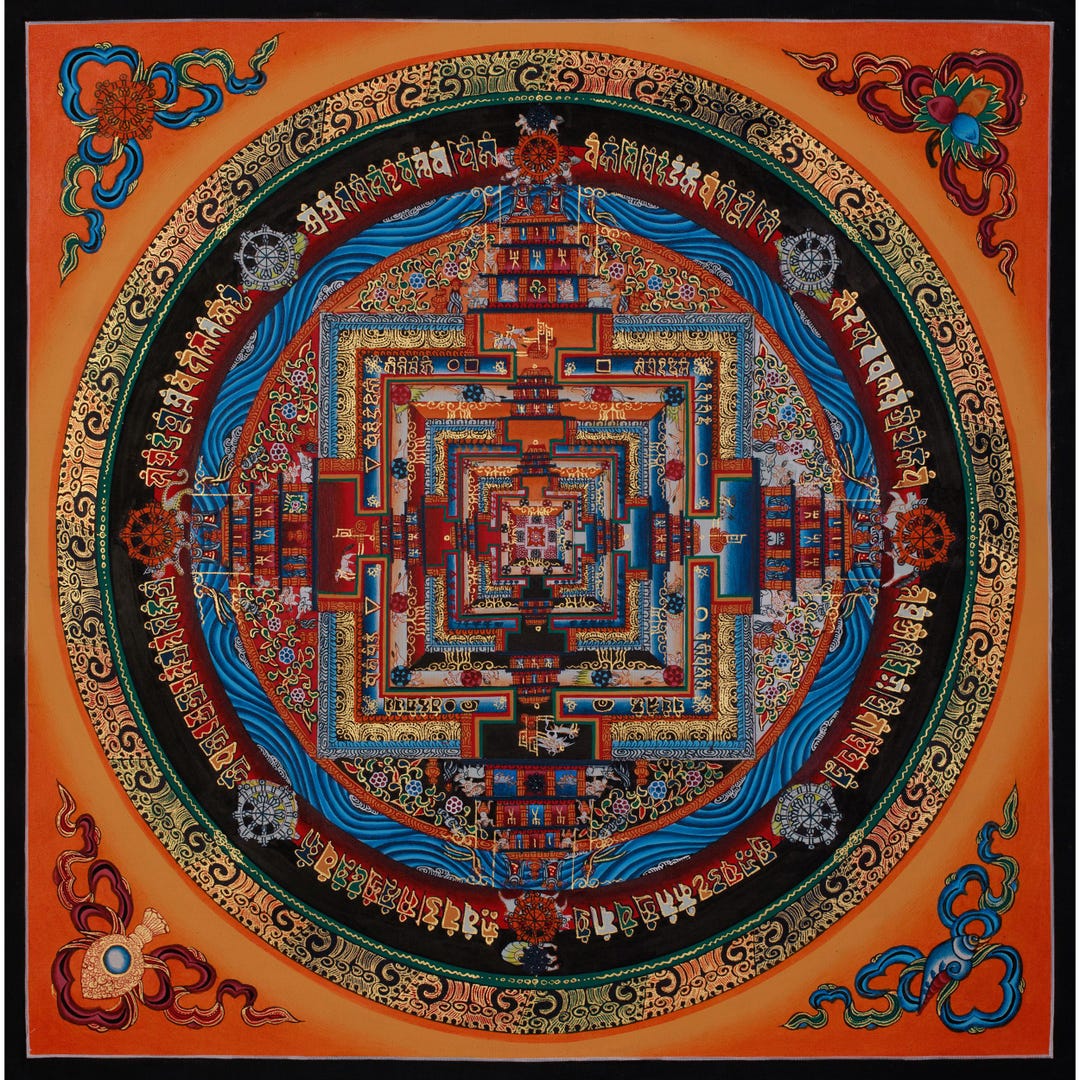 16 Inches Kalachakra Mandala | Wheel of Time | Sacred Tibetan Art