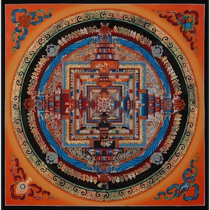 16 Inches Kalachakra Mandala | Wheel of Time | Sacred Tibetan Art | Hand-Painted Mandala Painting | Home Decor | Meditation Altar Artwork