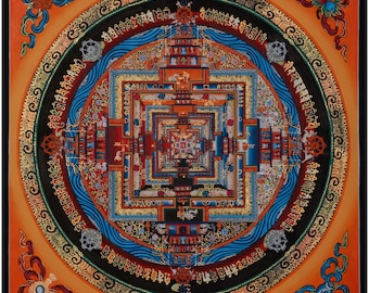 16 Inches Kalachakra Mandala | Wheel of Time | Sacred Tibetan Art | Hand-Painted Mandala Painting | Home Decor | Meditation Altar Artwork