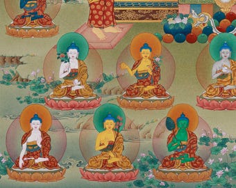 24K金三十五仏タンカ：チベット仏教絵画 - Etsy 日本