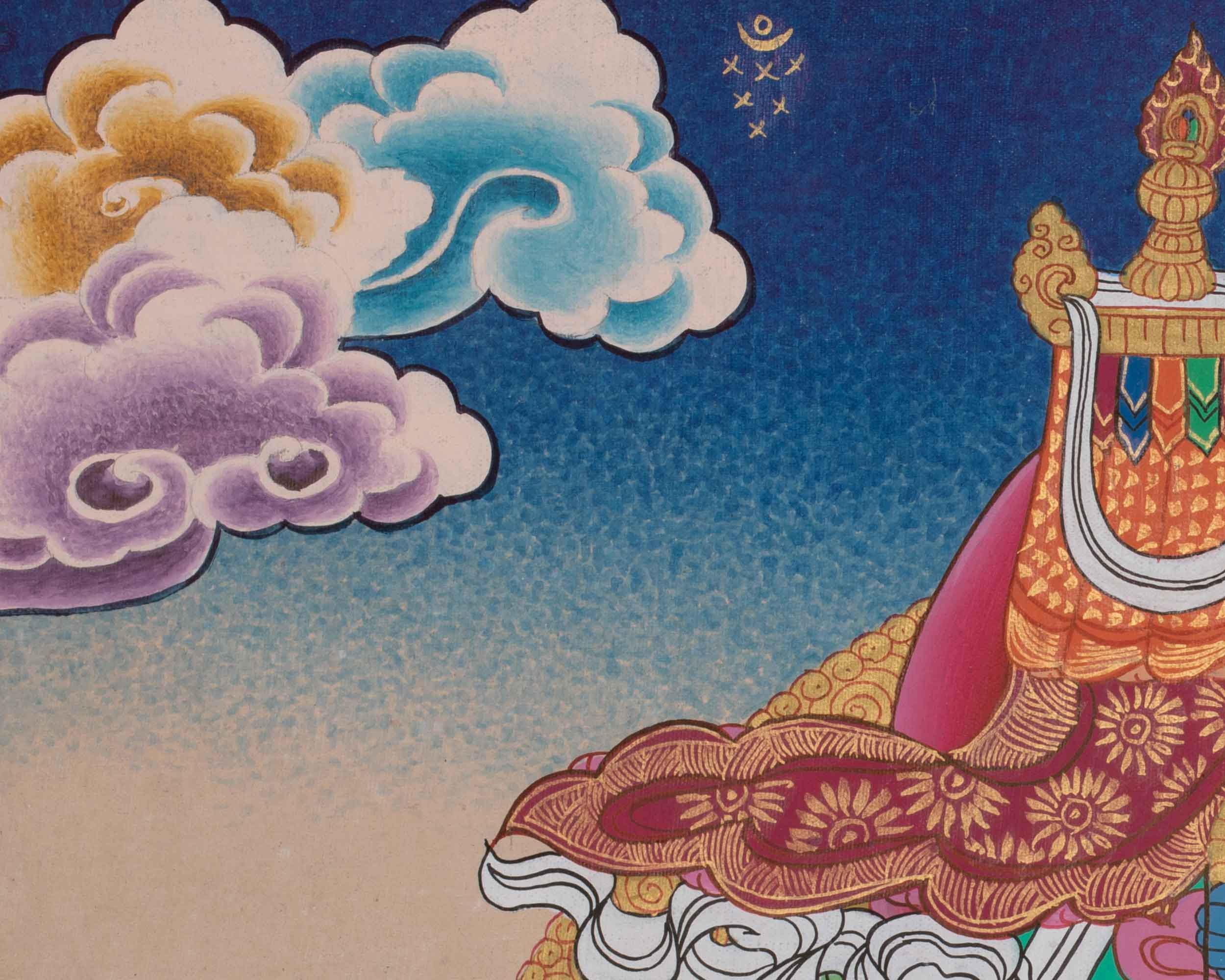 オリジナル手描きナムトーセ・タンカ絵画｜財運の神｜北の守護王｜守護