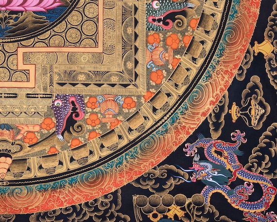 薬師如来曼荼羅タンカ画、チベット仏教美術、手作り壁掛け - Etsy 日本