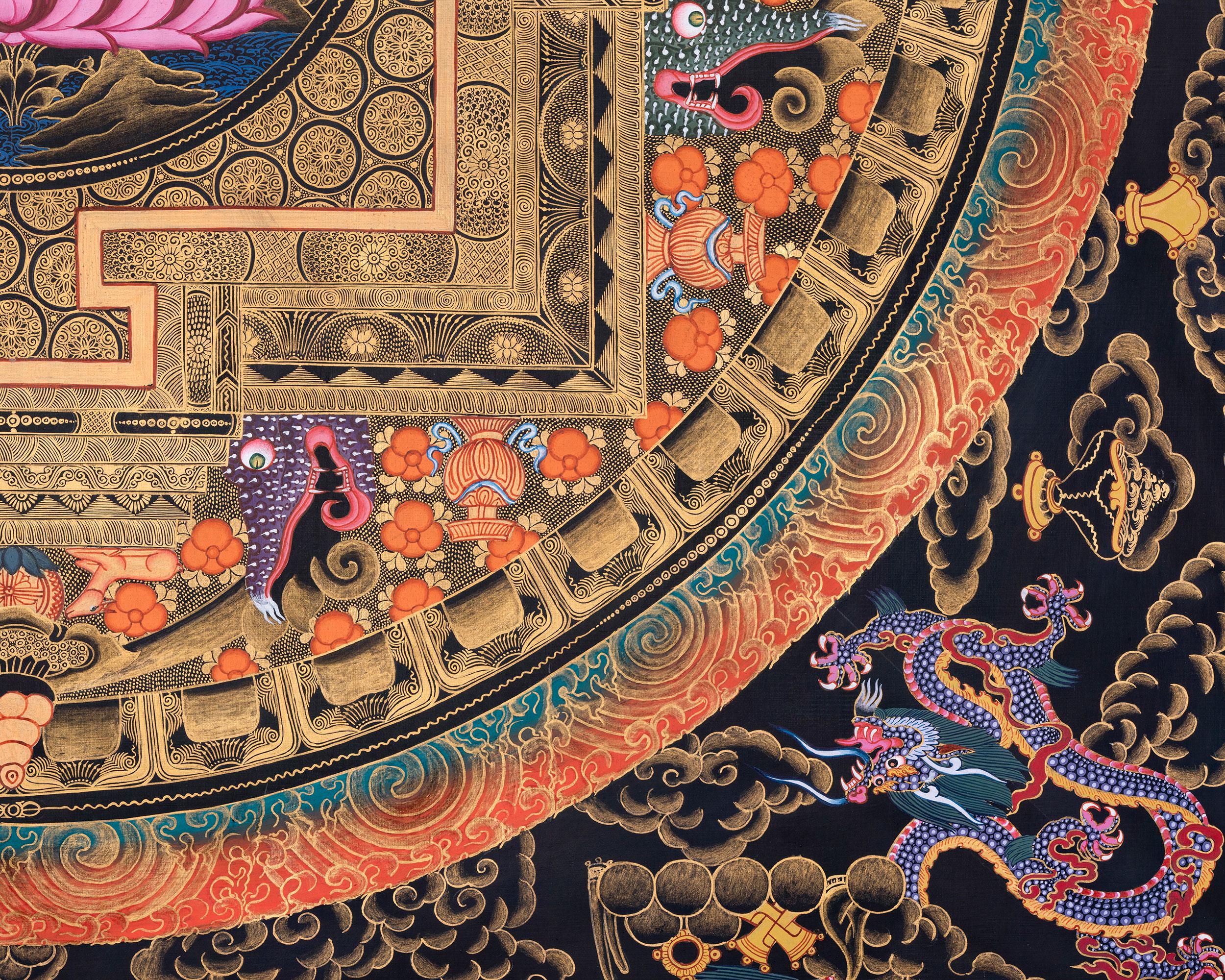 薬師如来曼荼羅タンカ画、チベット仏教美術、手作り壁掛け - Etsy 日本