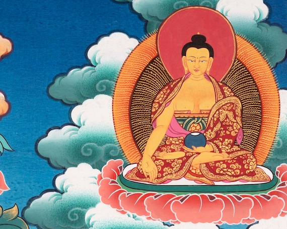 Buddha Ka Sexi Video - Medicine Buddha Surrounded by Dhyani Buddhas Thangka - Etsy