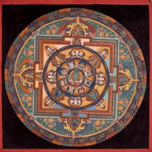 Vintage Green Tara Thangka Mandala | Original Hand Painted Tibetan Buddhist Art | Mindfulness Meditation Object of Focus For Our Wellbeing