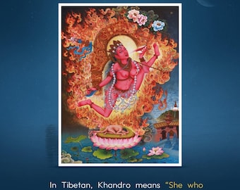 Vidyadhari Yogini Thangka | Hand-Painted Tibetan Dakini Sacred Art | Tibetan Spiritual Dakini Wall Decor | Mystic Dakini & Wisdom Deity Art