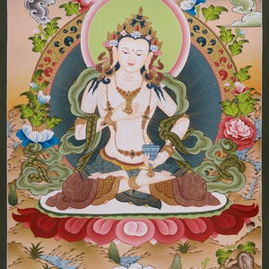 Hand-Painted Vajrasattva Thangka | Symbol of Purification and Healing | Traditional Tibetan Buddhist Art | Meditation and Spiritual Decor