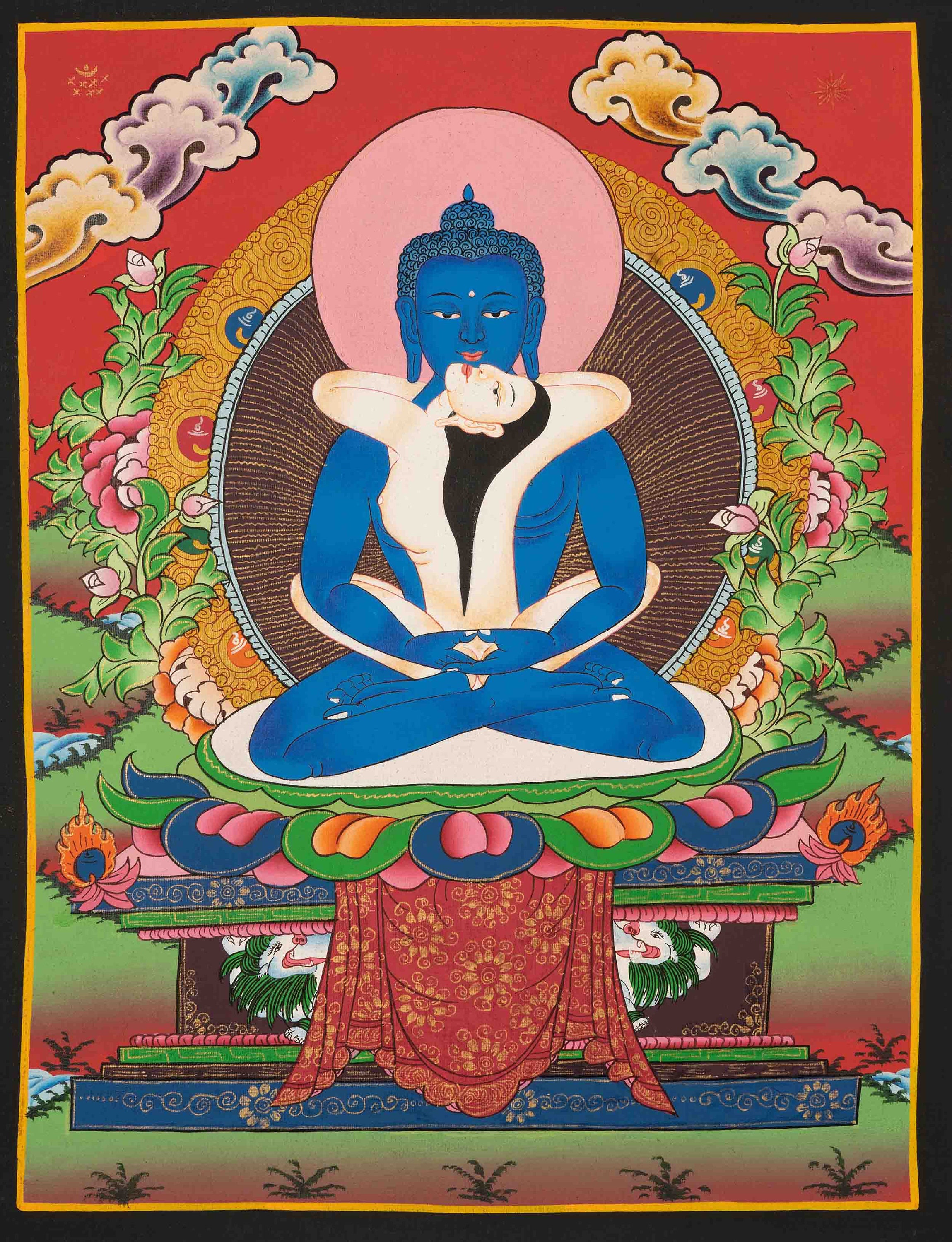 タンカ（チベット仏教） 普賢菩薩のタンカ | クントゥザンポ チベット仏教壁画 | 原初の仏陀の