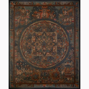 Vintage Buddhist Yamantaka Mandala | Fierce Protector of Wisdom | Hand-Painted Buddhist Artwork | Layers of Cosmic and Spiritual Symbolism
