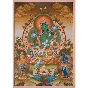 Original Hand-Painted Green Tara Painting | Tara Thangka | Mother of Liberation| Tibetan Bodhisattva Thangka | Goddess of Compassion