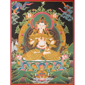 Vajrasattva Dorje Sempa | Original Hand-Painted Buddhist Thangka Painting | Mindfulness Meditation And Yoga | Spiritual Home Decor