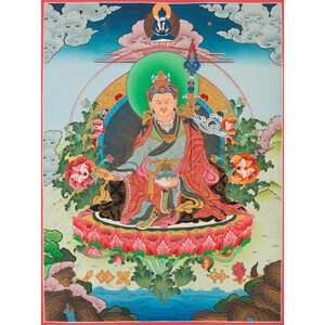 Guru Rinpoche Thangka Painting, Tibetan Buddhist Art, Padmasambhava Art