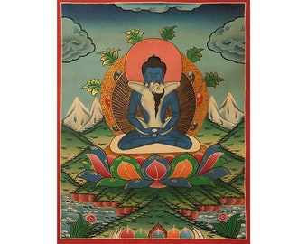 Tibetischer Thangka Wandbehang - Medizin Buddha Bhaisajyaguru