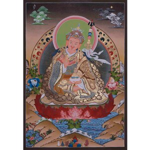 Original Hand-Painted Guru Rinpoche Thangka | Padmasambhava |Lotus-Born Guru |Precious Master | Religious Painting |Tibetan Wall Decoration