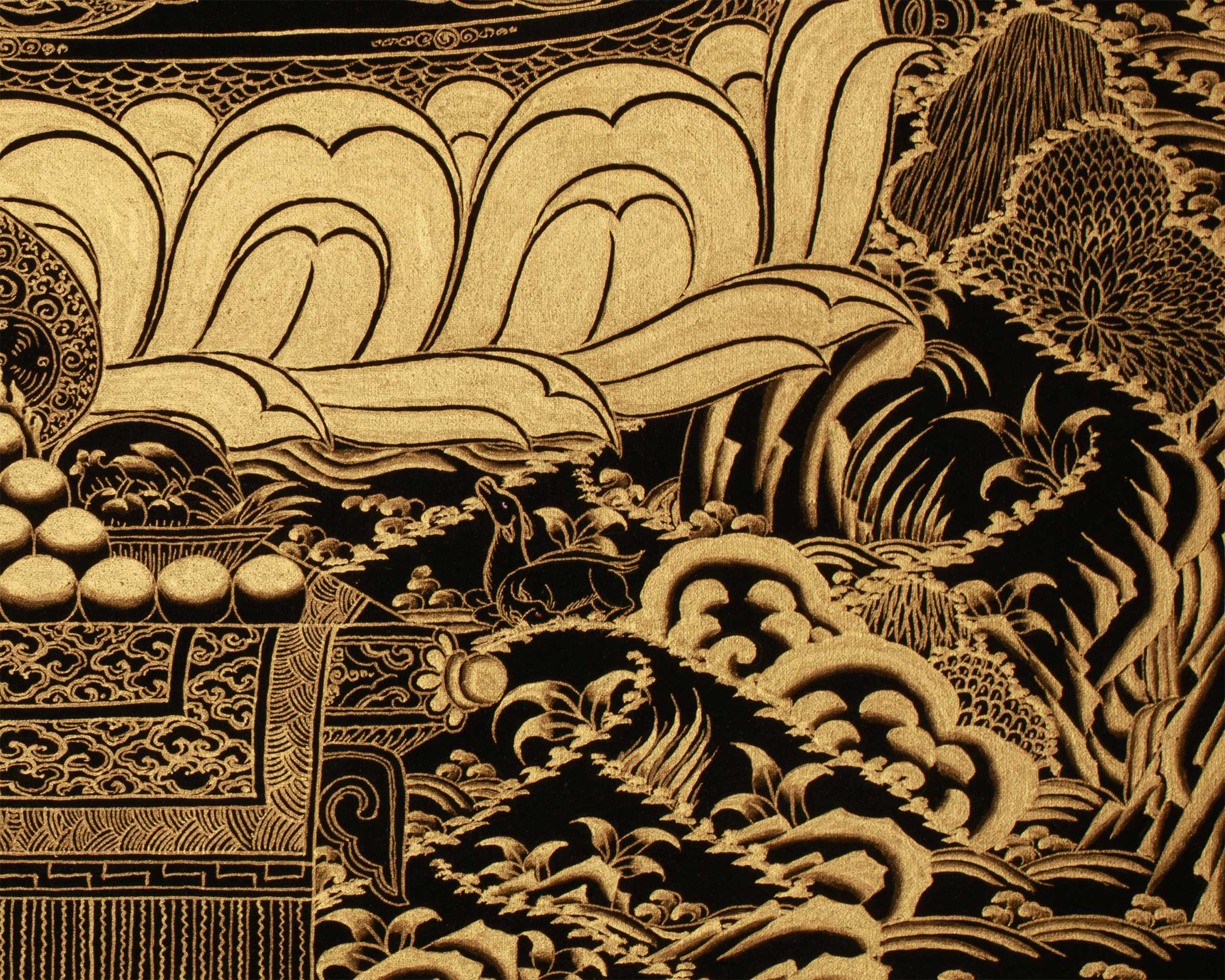 手描きの阿弥陀如来タンカ | チベット仏教の長寿の神 | 蓮華座と金剛杵