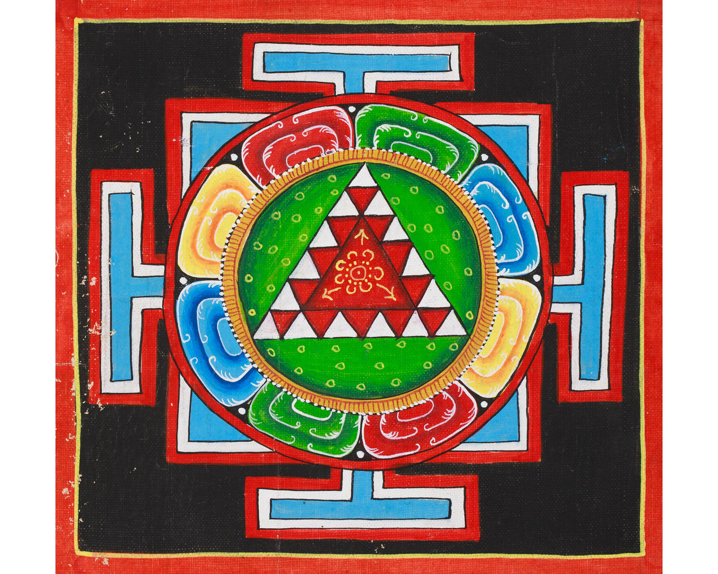 Vintage Shree Yantra Mandala Thangka | Tibetan Sacred Geometry
