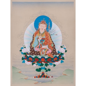 Second Buddha Rinpoche Thangka | Hand-Painted Guru Padmasambhava Art | Tibetan Karma Gadri Thangka for Altar & Meditation | Spiritual Decor