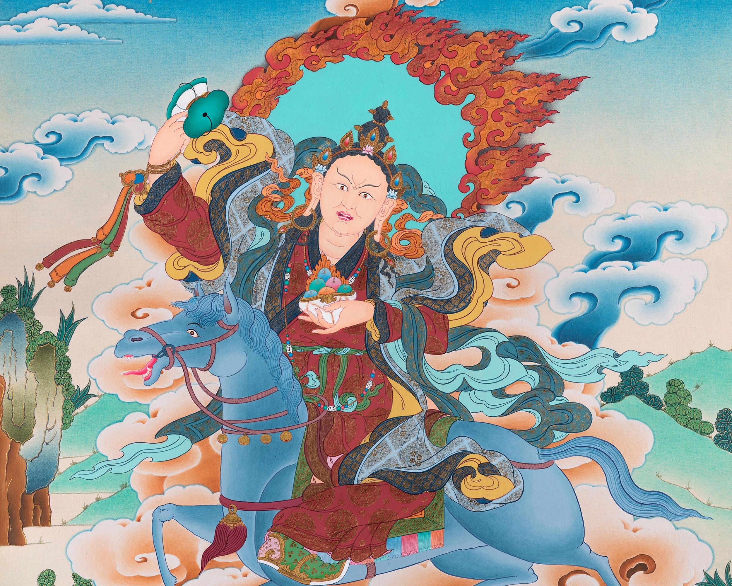 Achi Tsogyal Thangka | Hand-painted Tibetan Protector Deity
