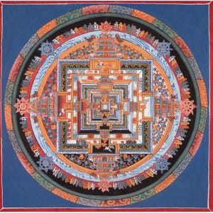 Vintage Kalachakra Mandala Thangka | Wheel of Time | Tibetan Buddhist Art | Spiritual Enlightenment and Meditation Artwork | Spiritual Decor