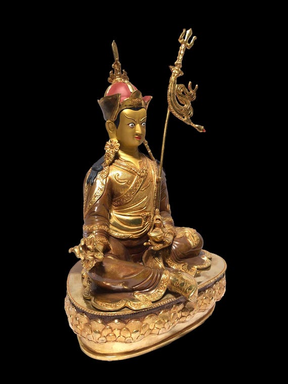パドマサンバヴァ チベット彫刻 | 修道院品質の仏像 | 金箔仕上げ、火