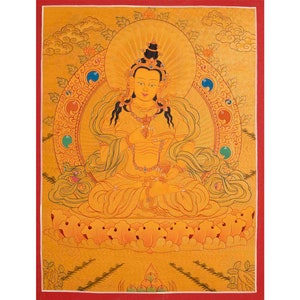 24K Gold Style Original Hand Painted Vajrasattva Thangka | Delightful Dorje Sempa | Art Painting for Meditation and Good Luck to house