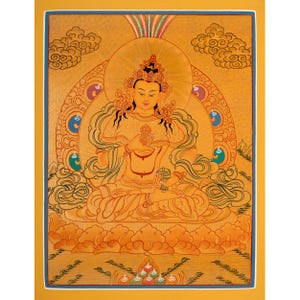 Thangka of Vajrasattva | Sacred Buddhist Art | 24K Gold Accents | Divine Purification and Transformation Artwork | Spiritual Home Decor