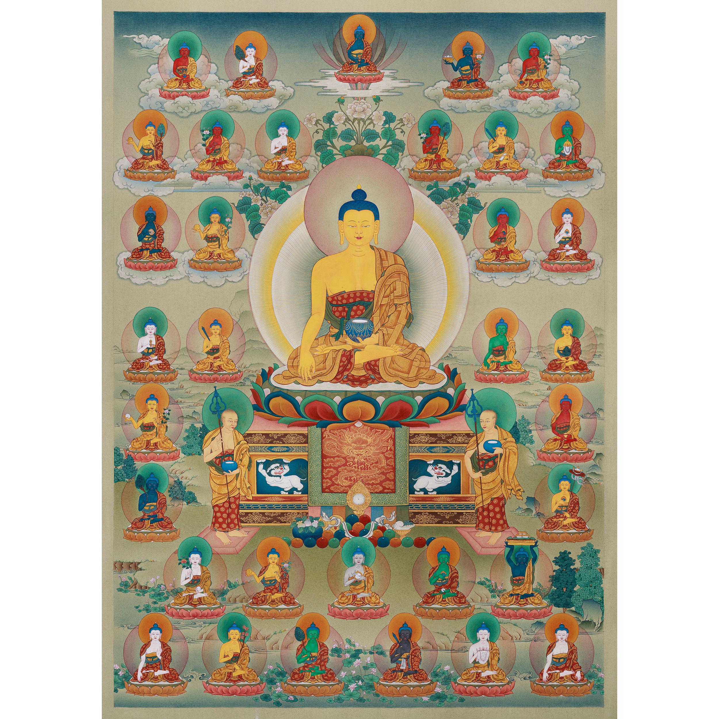 24K金三十五仏タンカ：チベット仏教絵画 - Etsy 日本