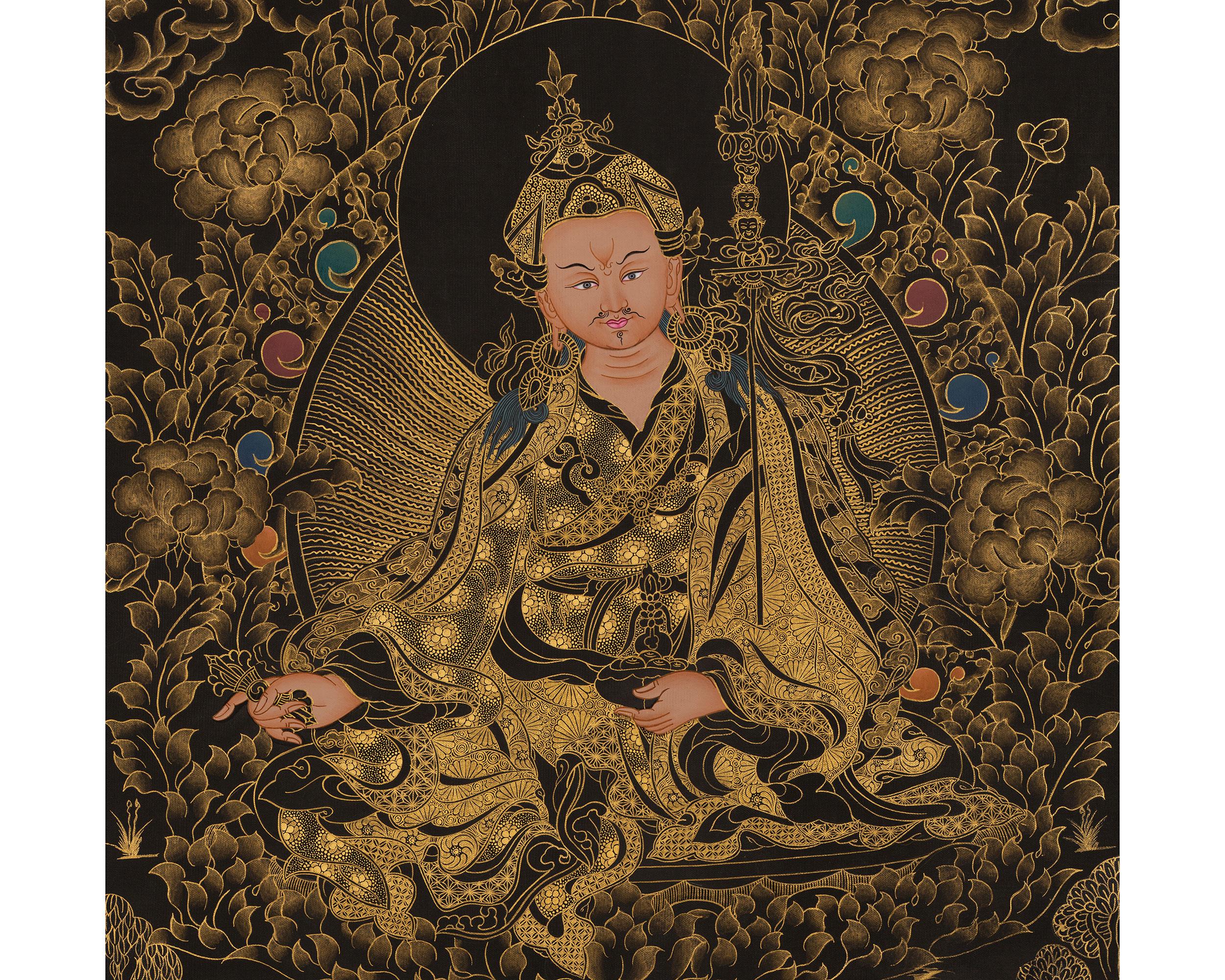 ゴールド グル・リンポチェ タンカ | パドマサンバヴァのアートワーク