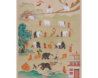 チベット手描き　ニルヴァーナ涅槃への道 チベット絵画、ニルヴァーナ、涅槃への道 - メルカリ