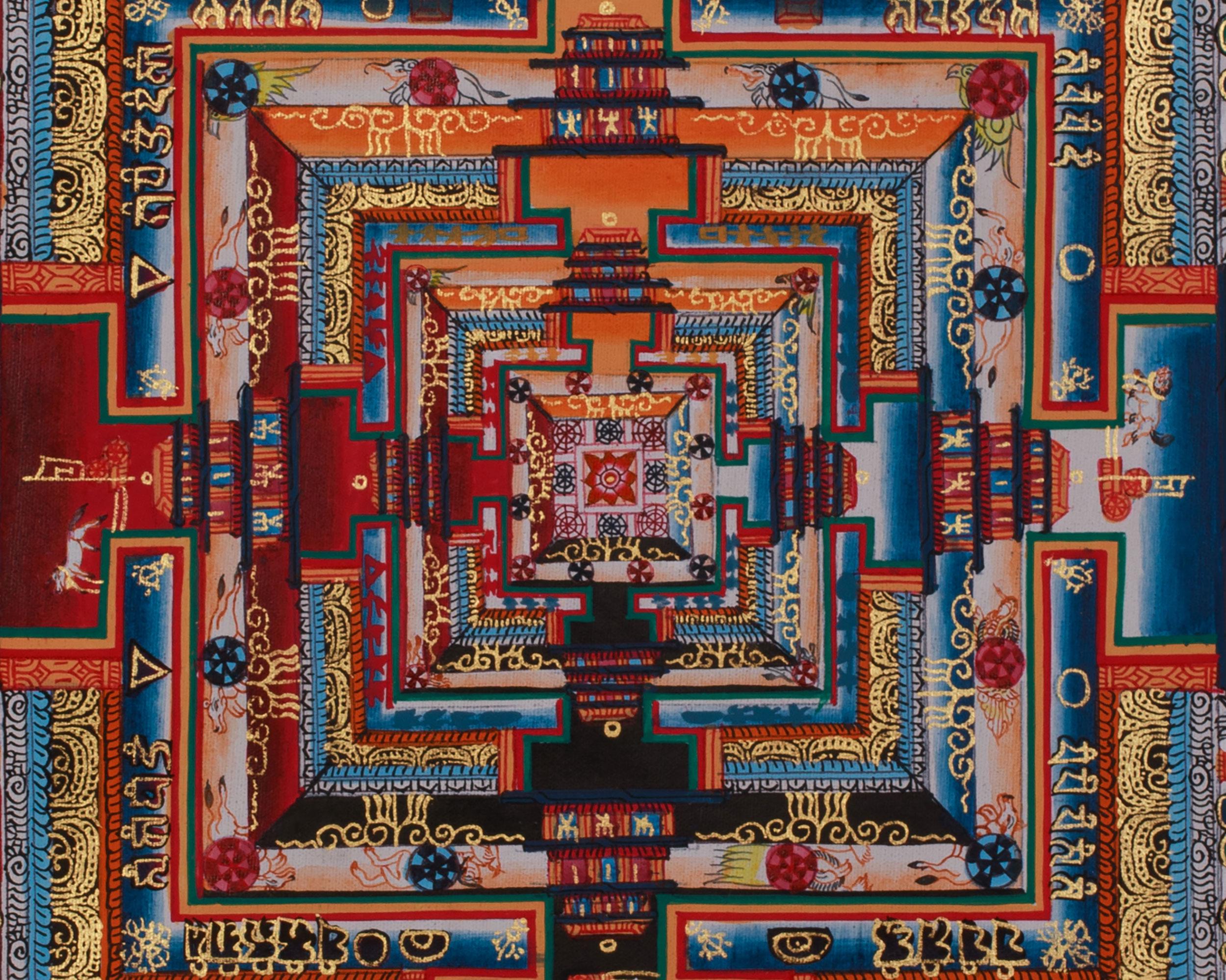 16 Inches Kalachakra Mandala | Wheel of Time | Sacred Tibetan Art