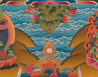 観音菩薩チェンレジグ タンカ |四腕慈悲仏陀 |チベット仏教の瞑想芸術