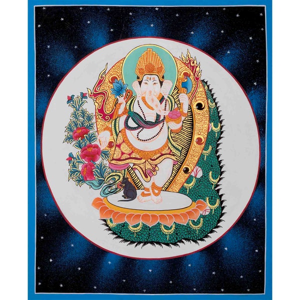 Art de Ganesh Thangka | Thangka originale peinte à la main | Art de la divinité hindoue pour votre paix et votre bien-être | Décoration Ganesh | Dons spirituels