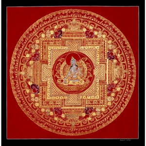 White Tara, Chengrezig And Green Tara Mandala | Traditional Buddhist Art | Tibetan painting | Wall Decoration Painting