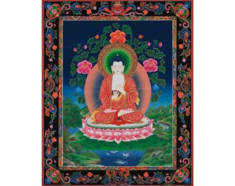 ヴィンテージオリジナル手描きカーラチャクラ神タンカ絵画