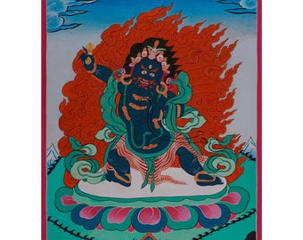 Vajrapani Thangka | Chag Na Dorje Tibetan Buddhist Painting | Hand Painted Bodhisattva of Power Protection Meditation Art | Sacred Nepal