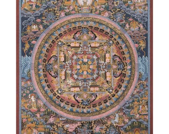 Original Hand-Painted Buddha Mandala Thangka | Tibetan Buddhist Meditation And Yoga Art | Wall Hanging Decoration Painting