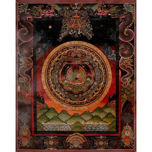 Amoghasiddhi Thangka-målning | Buddha av obehindrad framgång | Helig tibetansk buddhistisk konst | Himalayas buddhistisk meditation och altardekor