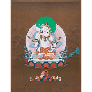 Vajrasattva with His Consort Thangka | Karma Gadri Hand-Painted Tibetan Yab Yum Art | 24K Gold Tantric Thangka | Purification Deity