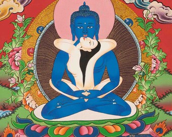 普賢菩薩のタンカ | クントゥザンポ チベット仏教壁画 | 原初の仏陀の