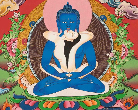 普賢菩薩のタンカ | クントゥザンポ チベット仏教壁画 | 原初の仏陀の