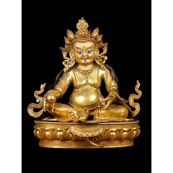 ヒマラヤの黄金のジャンバラ像｜チベットの富の神｜繁栄と守護を祈願