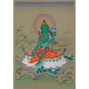 Compassionate Green Tara Thangka | Goddess of Compassion & Swift Protection | Mother of Liberation | Arya Tara Painting | Traditional Arts