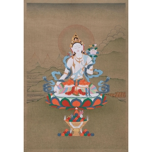 Peaceful Sita Tara Thangka | Hand-Painted White Tara Painting | Female Bodhisattva | Goddess of Healing and Protection | Traditional Artwork