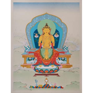 The Buddha of the Future, Maitreya Thangka | Sacred Buddha Artwork | Traditional Karma Gadri Style | Buddha of Compassion and Enlightenment