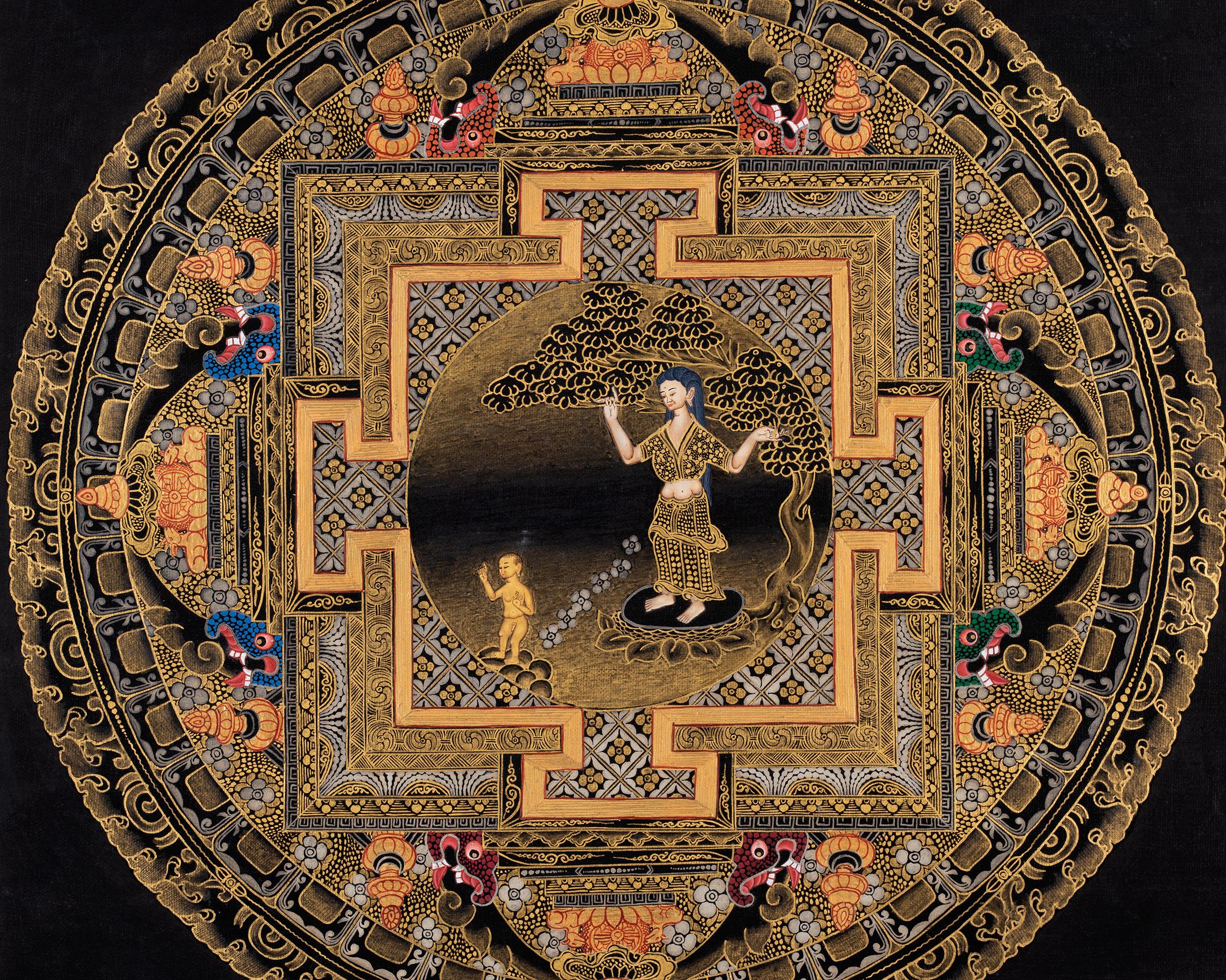 Handmade Mayadevi Mandala, Buddhist Art, Tibetan Mandala 