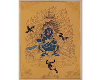 Sakya Mahakala Thangka / Pintura Bhairava / Pintura tibetana Thangka / Dharmapala iracundo / Artes tradicionales del Himalaya / Colgante de pared