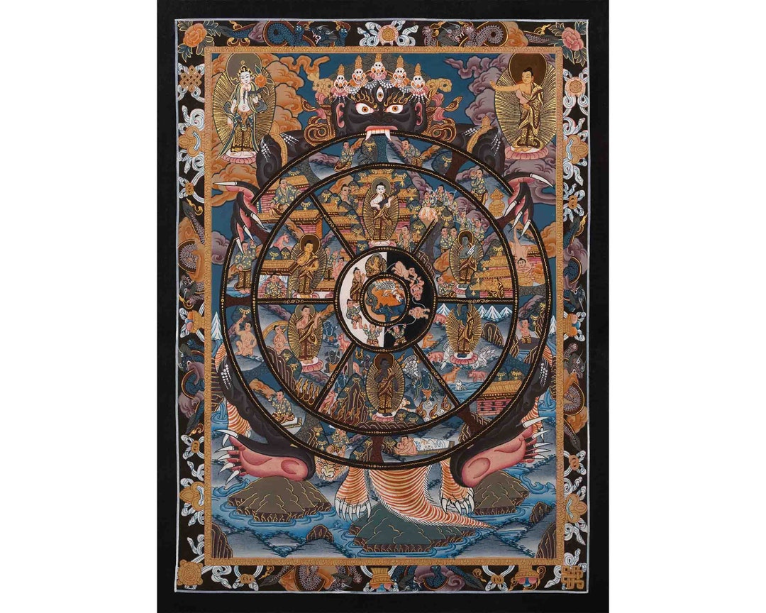 Wheel of Life Thangka | Bhavachakra Samsara Painting | Tibetan Buddhist ...