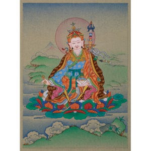 Thangka of Enlightened Master Guru Rinpoche | Hand-Painted Guru Padmasambhava | Precious Master | Second Buddha | Compact Thangka Painting